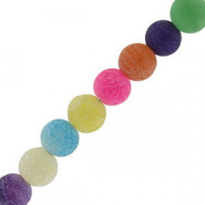Natural stone beads 4mm Agate crackle Multicolor frosted